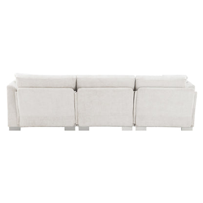 Canapé d'angle Cloud, ensemble de canapé de luxe en forme de L avec 2 coussins gratuits, meuble d'intérieur en chenille 4 places avec chaise longue surdimensionnée