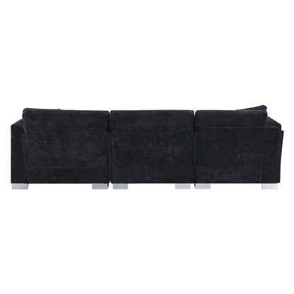 Canapé d'angle Cloud, ensemble de canapé de luxe en forme de L avec 2 coussins gratuits, meuble d'intérieur en chenille 4 places avec chaise longue surdimensionnée