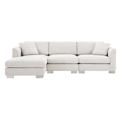 Canapé d'angle Cloud, ensemble de canapé de luxe en forme de L avec 2 coussins gratuits, meuble d'intérieur en chenille 4 places avec chaise longue surdimensionnée