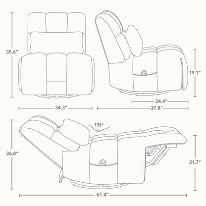 Fauteuil inclinable pivotant et oscillant Cole Power avec support lombaire