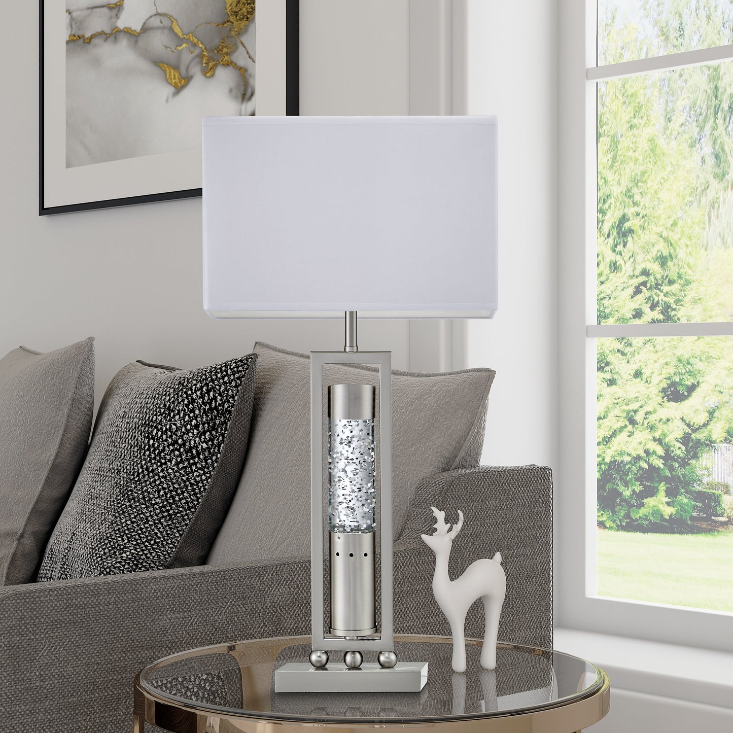 Lampe de table rectangulaire avec abat-jour, modèle Conover