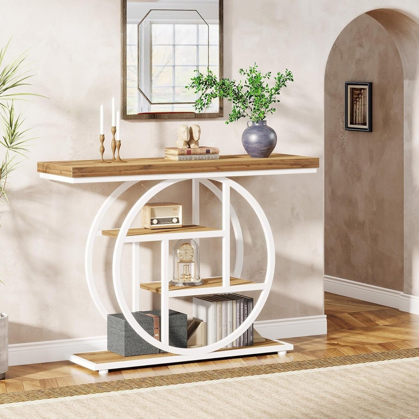 Table de console pour entrée, table d'appoint industrielle à 4 niveaux pour derrière le canapé