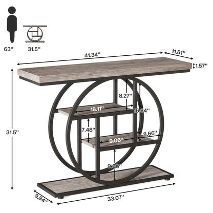 Table de console pour entrée, table d'appoint industrielle à 4 niveaux pour derrière le canapé