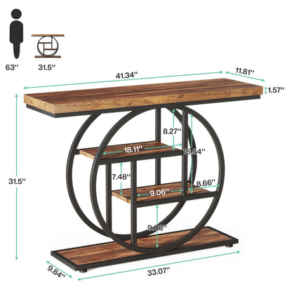 Table de console pour entrée, table d'appoint industrielle à 4 niveaux pour derrière le canapé