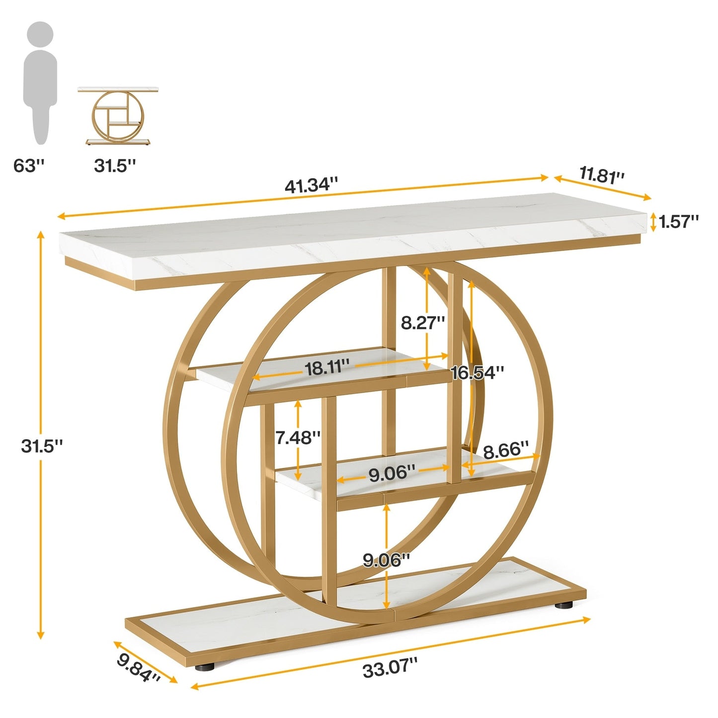 Table de console pour entrée, table d'appoint industrielle à 4 niveaux pour derrière le canapé