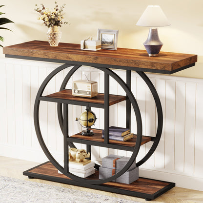 Table de console pour entrée, table d'appoint industrielle à 4 niveaux pour derrière le canapé