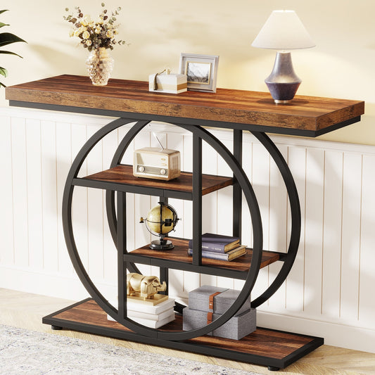 Table de console pour entrée, table d'appoint industrielle à 4 niveaux pour derrière le canapé