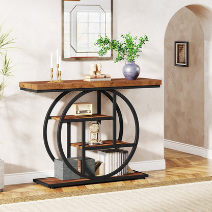 Table de console pour entrée, table d'appoint industrielle à 4 niveaux pour derrière le canapé