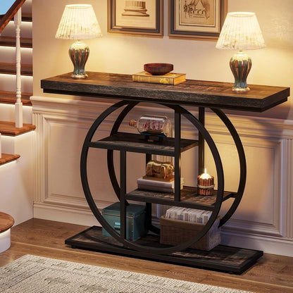 Table de console pour entrée, table d'appoint industrielle à 4 niveaux pour derrière le canapé