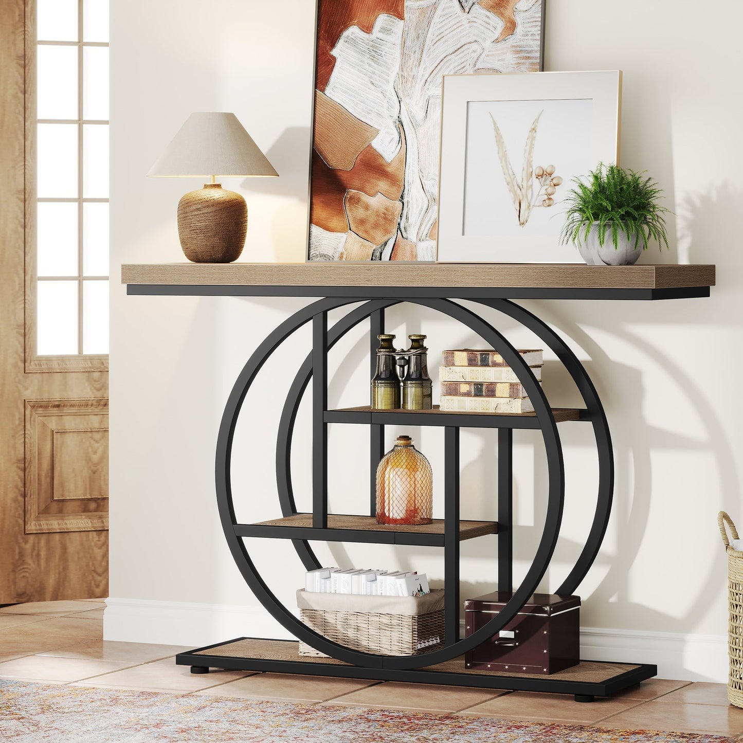 Table de console pour entrée, table d'appoint industrielle à 4 niveaux pour derrière le canapé