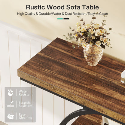 Table de console pour entrée, table d'appoint industrielle à 4 niveaux pour derrière le canapé