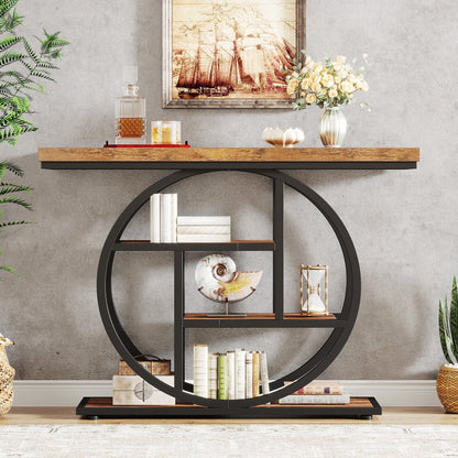 Table de console pour entrée, table d'appoint industrielle à 4 niveaux pour derrière le canapé