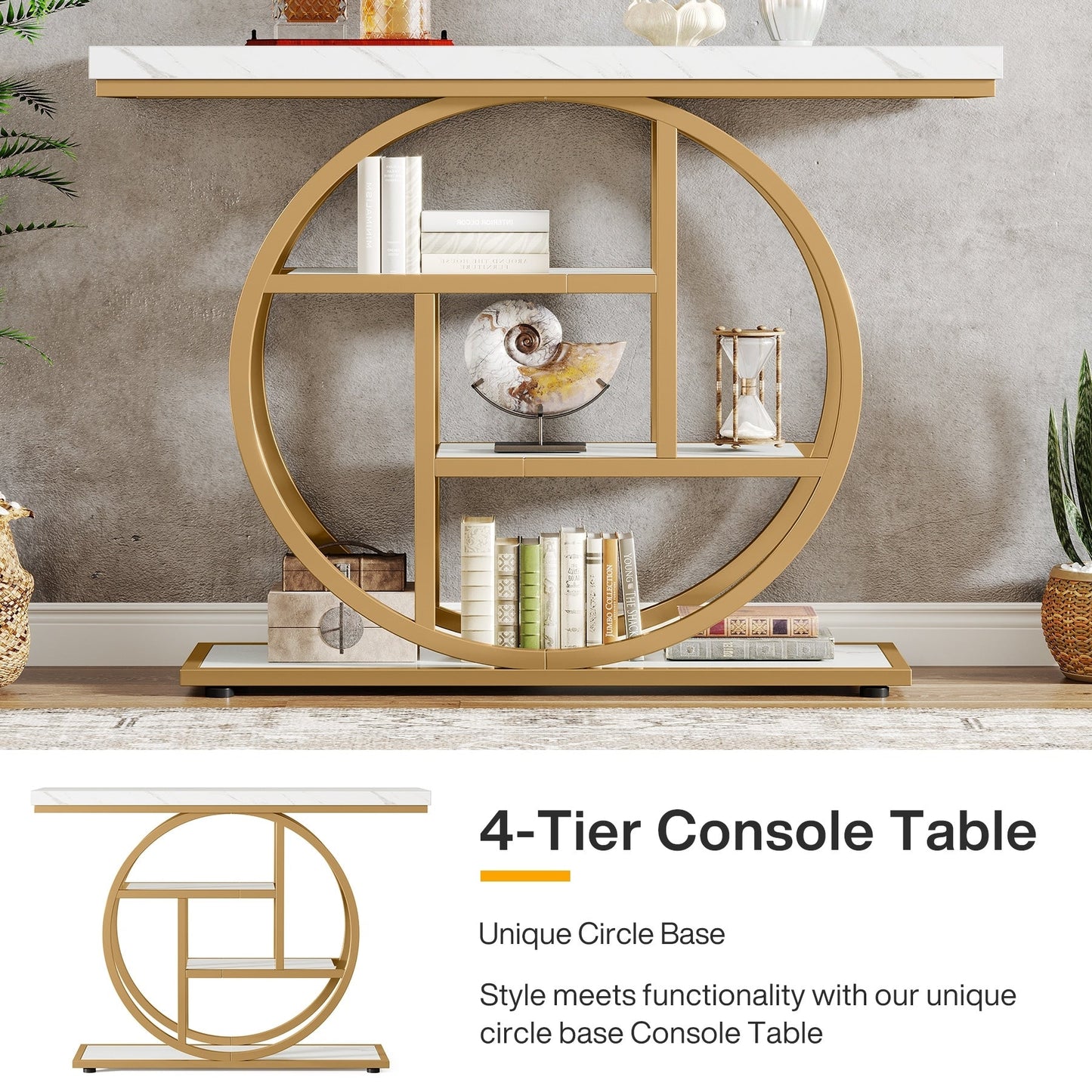 Table de console pour entrée, table d'appoint industrielle à 4 niveaux pour derrière le canapé