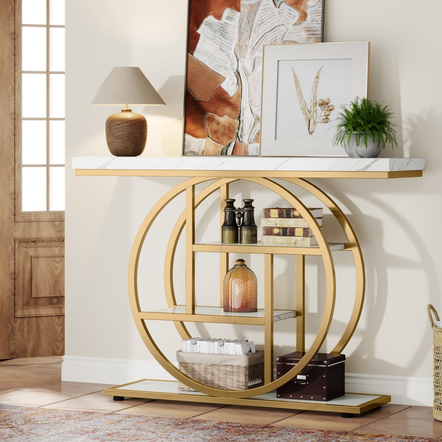Table de console pour entrée, table d'appoint industrielle à 4 niveaux pour derrière le canapé
