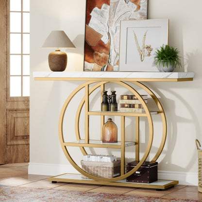 Table de console pour entrée, table d'appoint industrielle à 4 niveaux pour derrière le canapé