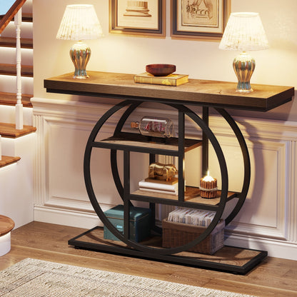 Table de console pour entrée, table d'appoint industrielle à 4 niveaux pour derrière le canapé