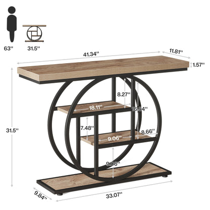 Table de console pour entrée, table d'appoint industrielle à 4 niveaux pour derrière le canapé