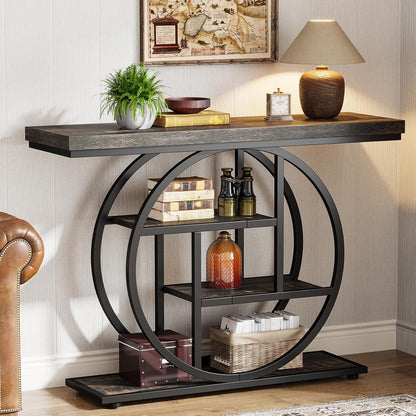 Table de console pour entrée, table d'appoint industrielle à 4 niveaux pour derrière le canapé