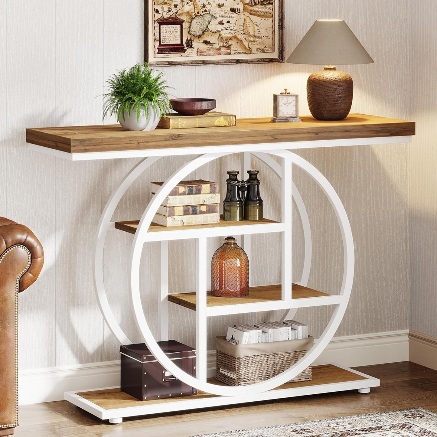 Table de console pour entrée, table d'appoint industrielle à 4 niveaux pour derrière le canapé