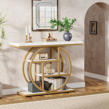 Table de console pour entrée, table d'appoint industrielle à 4 niveaux pour derrière le canapé