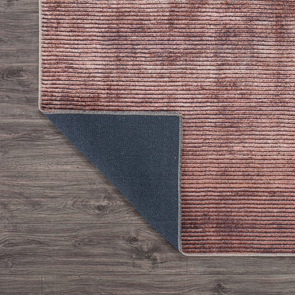 Contemporary Distressed Stripe Machine Washable Area Rug