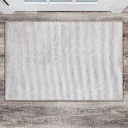 Contemporary Distressed Stripe Machine Washable Area Rug