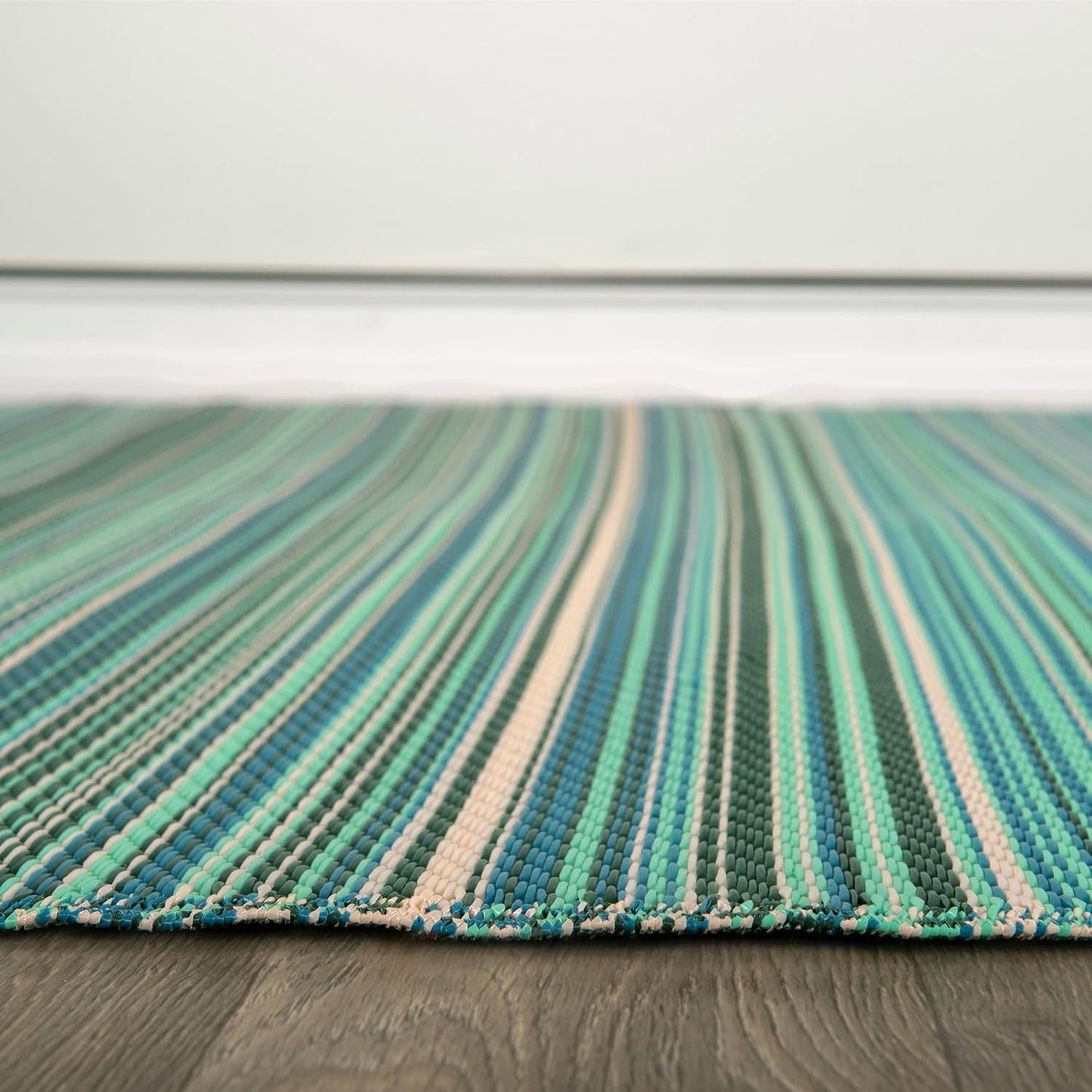 Contemporary Stripe Reversible Plastic Outdoor Rugs