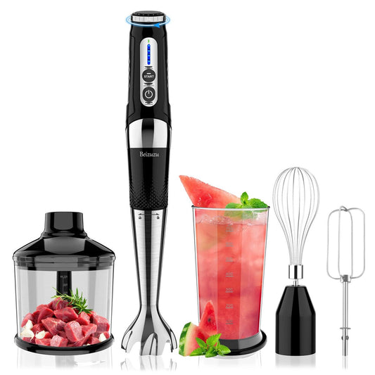 Mixeur à main sans fil : Mixeur plongeant rechargeable par USB 4-en-1, 21 vitesses variables et angle réglable à 3 positions avec hachoir de 700 ml
