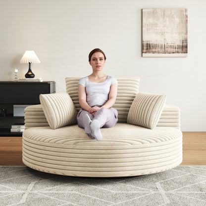 Fauteuil pivotant à une place en mousse et chenille cordouroy