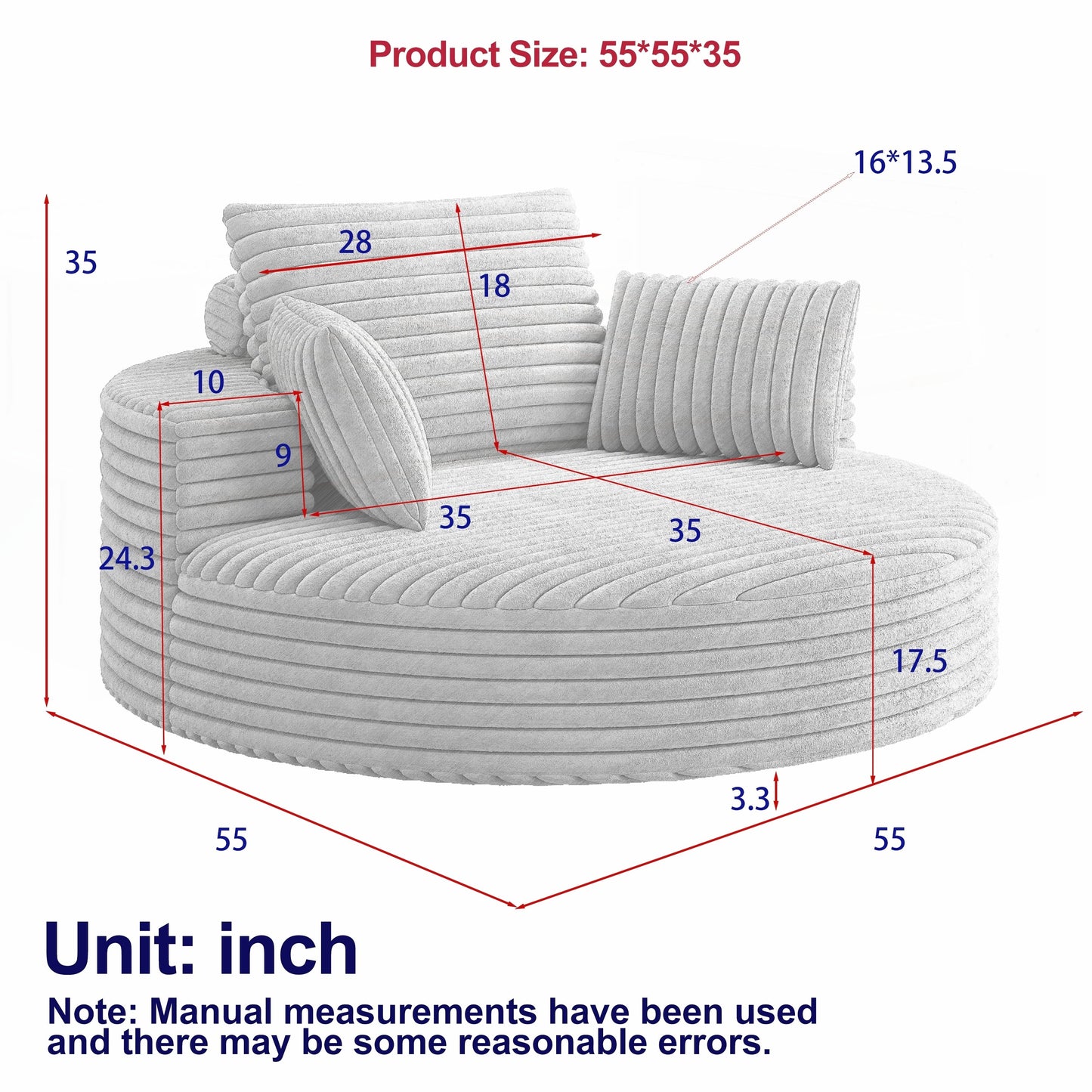Fauteuil pivotant à une place en mousse et chenille cordouroy