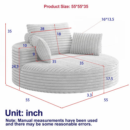 Fauteuil pivotant à une place en mousse et chenille cordouroy