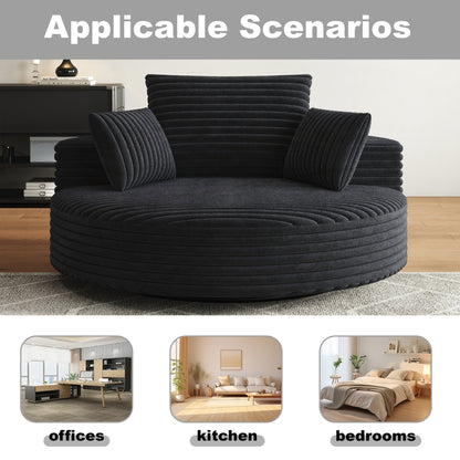Fauteuil pivotant à une place en mousse et chenille cordouroy