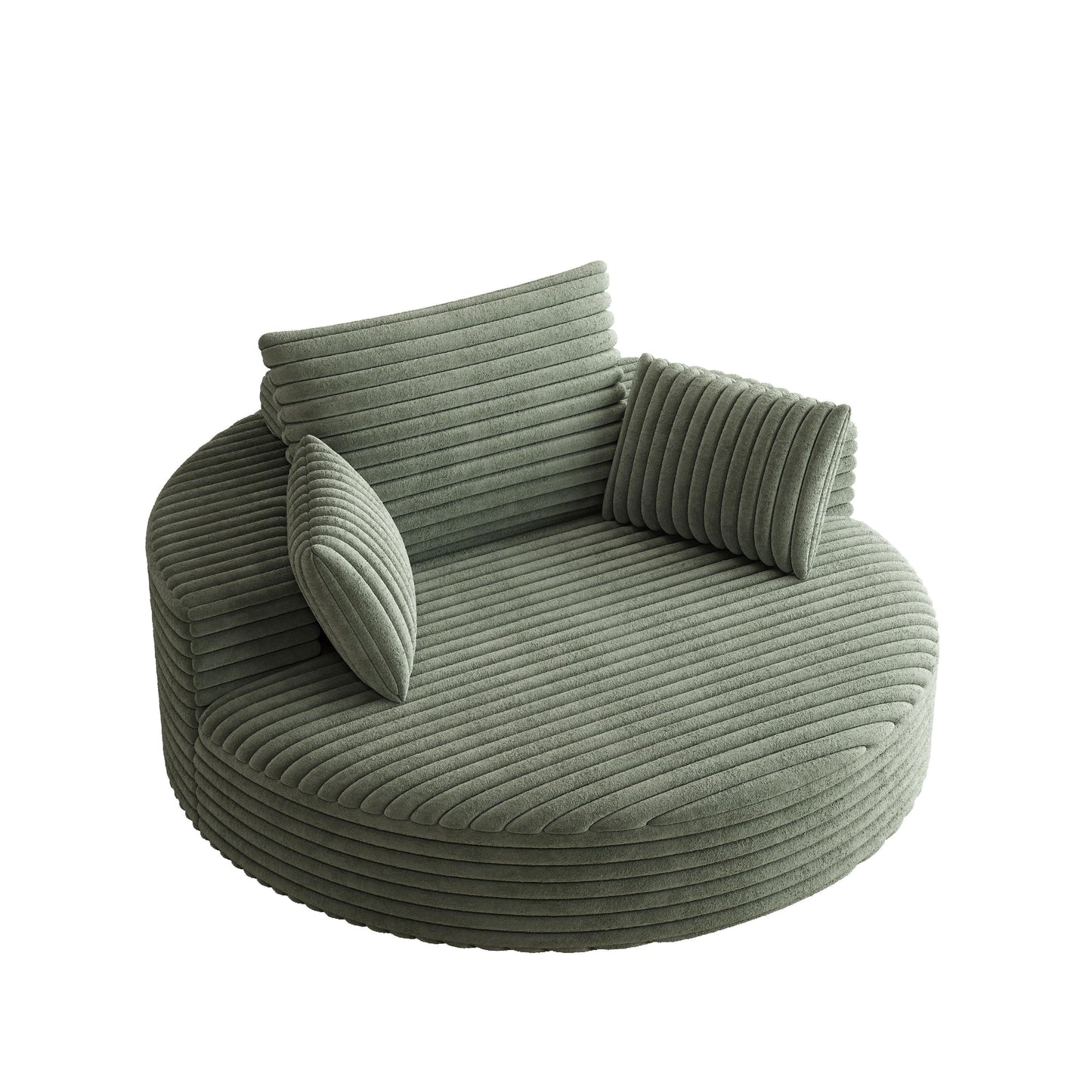 Fauteuil pivotant à une place en mousse et chenille cordouroy