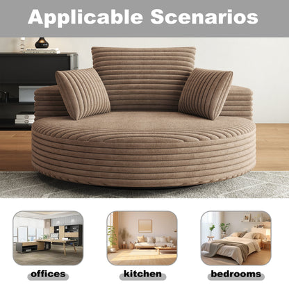 Fauteuil pivotant à une place en mousse et chenille cordouroy
