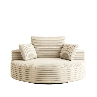 Fauteuil pivotant à une place en mousse et chenille cordouroy