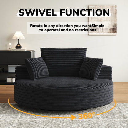Fauteuil pivotant à une place en mousse et chenille cordouroy