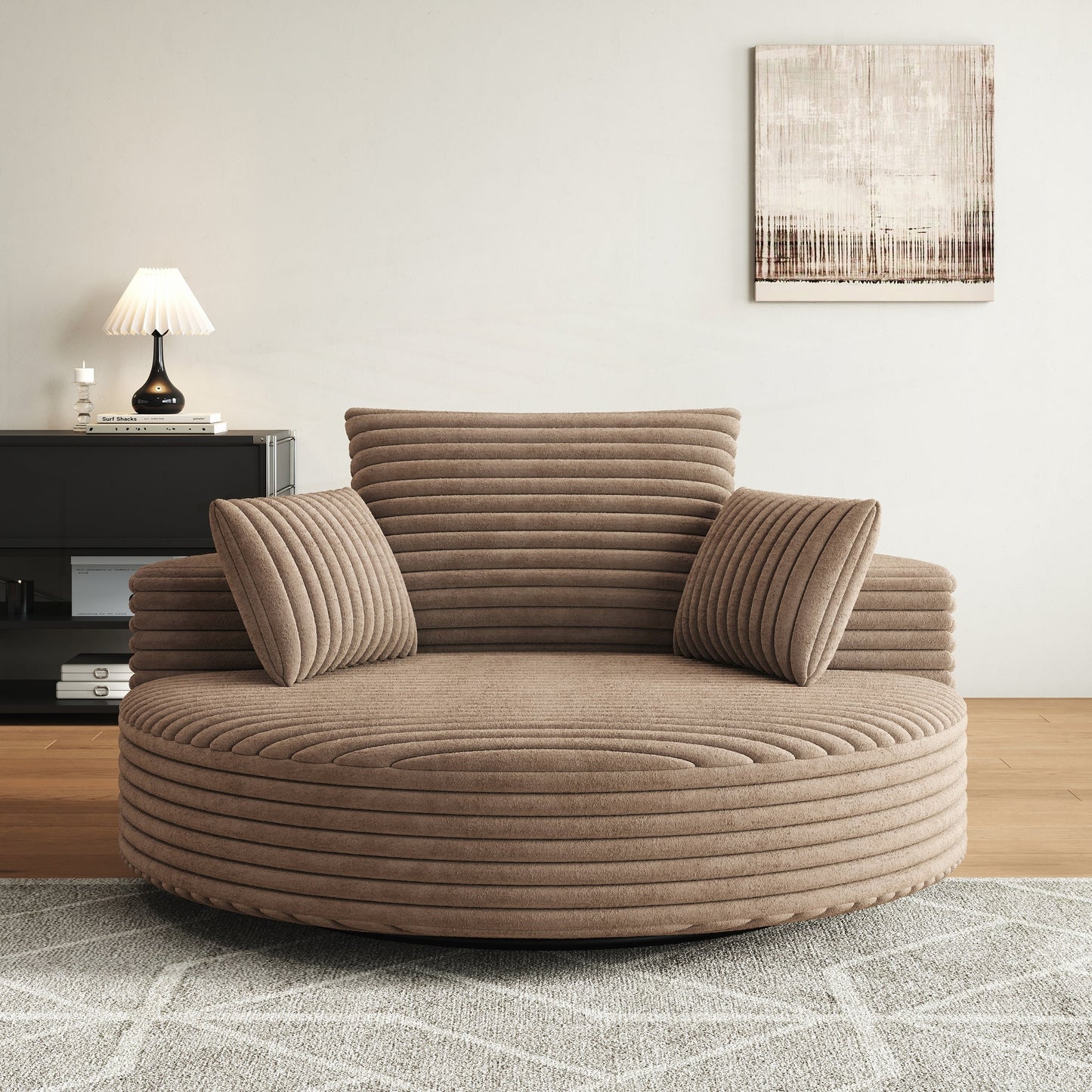 Fauteuil pivotant à une place en mousse et chenille cordouroy