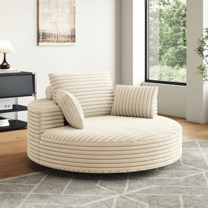 Fauteuil pivotant à une place en mousse et chenille cordouroy