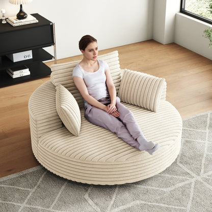 Fauteuil pivotant à une place en mousse et chenille cordouroy