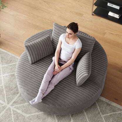 Fauteuil pivotant à une place en mousse et chenille cordouroy