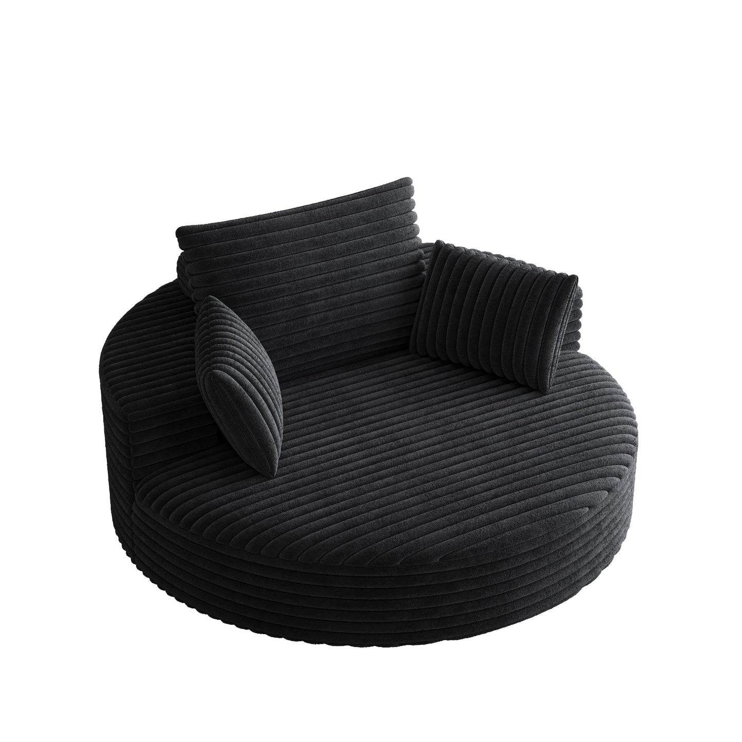 Fauteuil pivotant à une place en mousse et chenille cordouroy