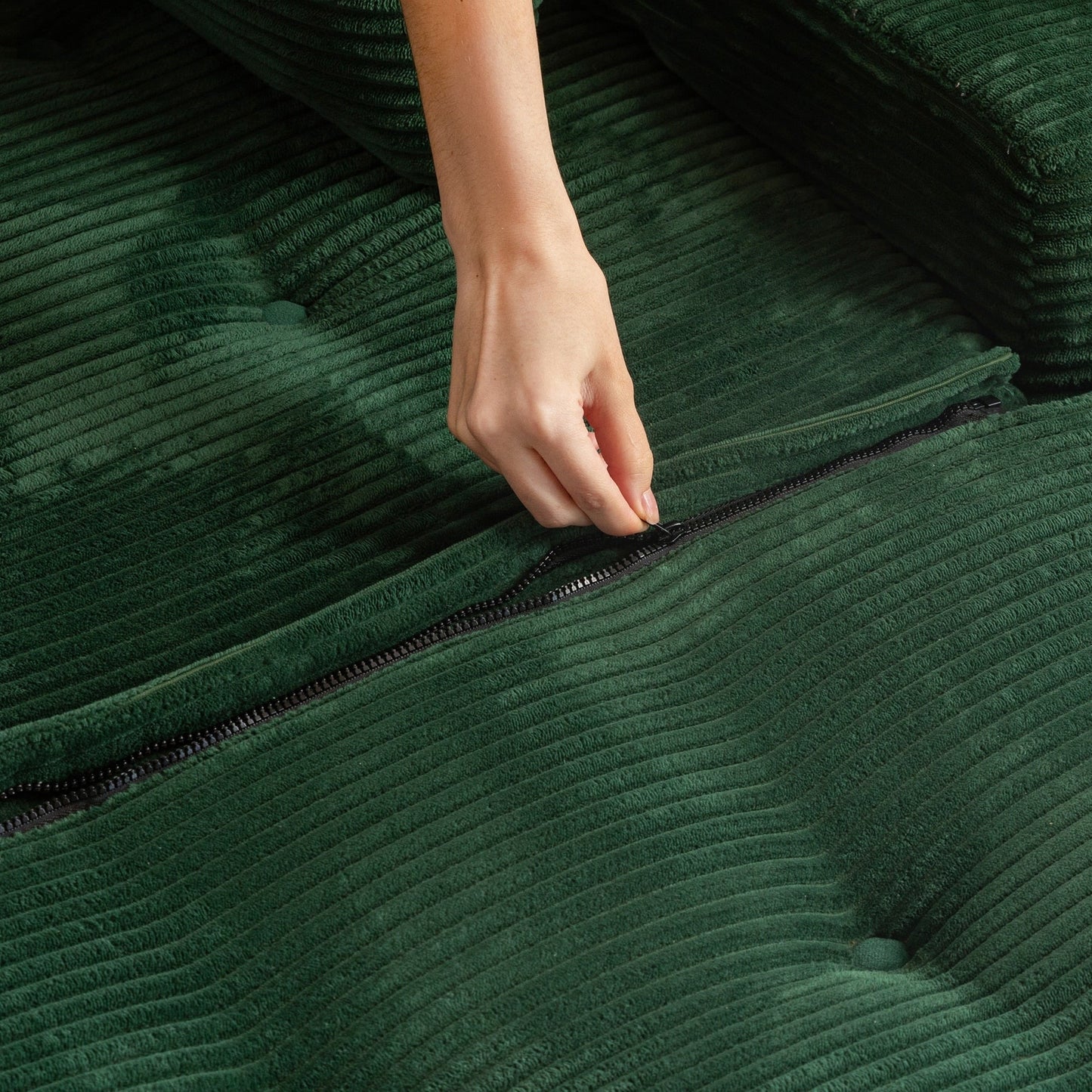 Canapé en mousse à mémoire de forme recouvert de velours côtelé avec pouf, canapé-lit en forme de beanbag - 48.4Lx67.7Wx24.4H