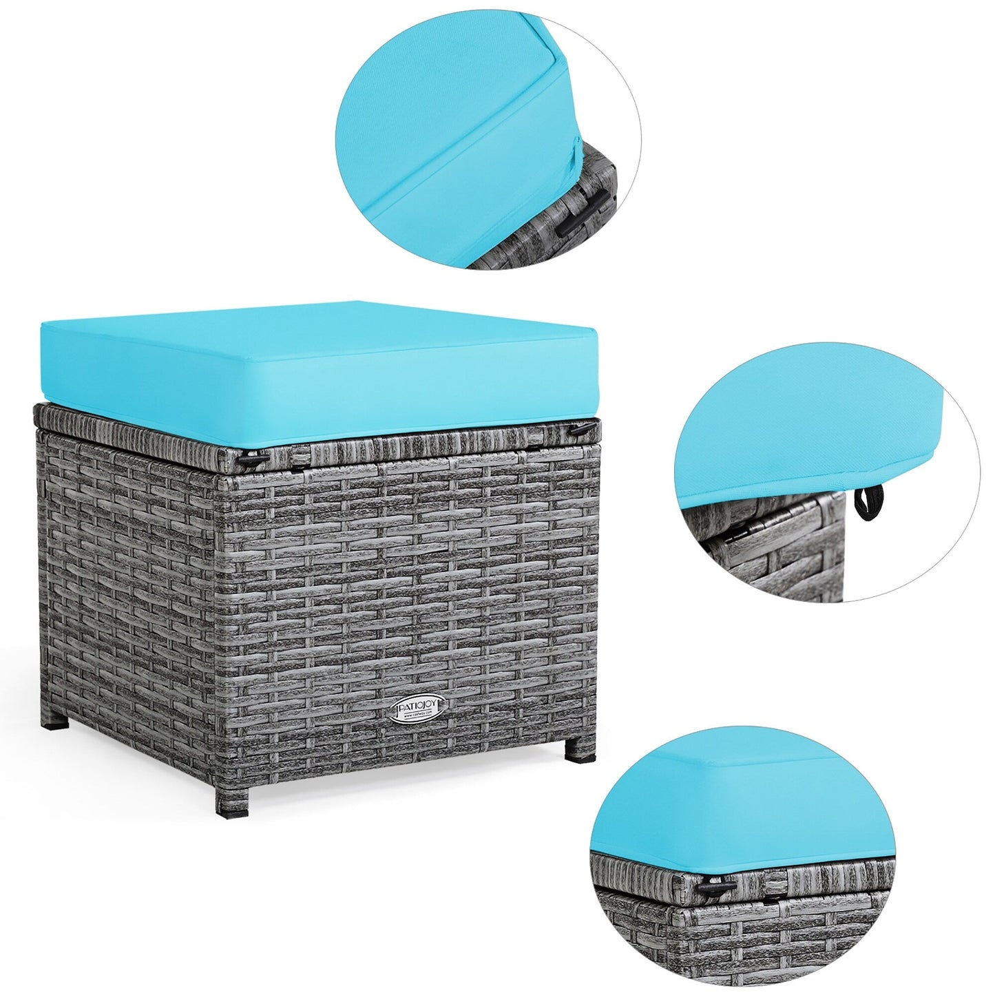 Costway Ensemble de salon en rotin pour patio, 7 pièces, avec canapé d'angle, pouf et ottoman - Voir les détails
