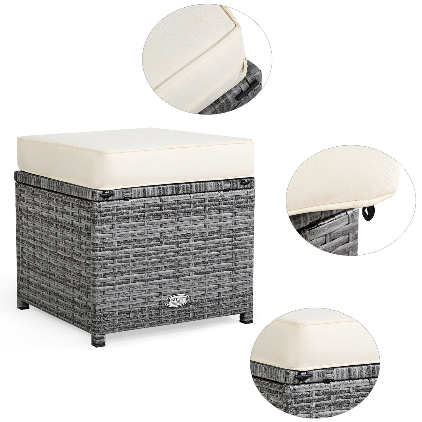 Costway Ensemble de salon en rotin pour patio, 7 pièces, avec canapé d'angle, pouf et ottoman - Voir les détails