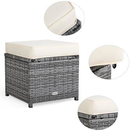 Costway Ensemble de salon en rotin pour patio, 7 pièces, avec canapé d'angle, pouf et ottoman - Voir les détails