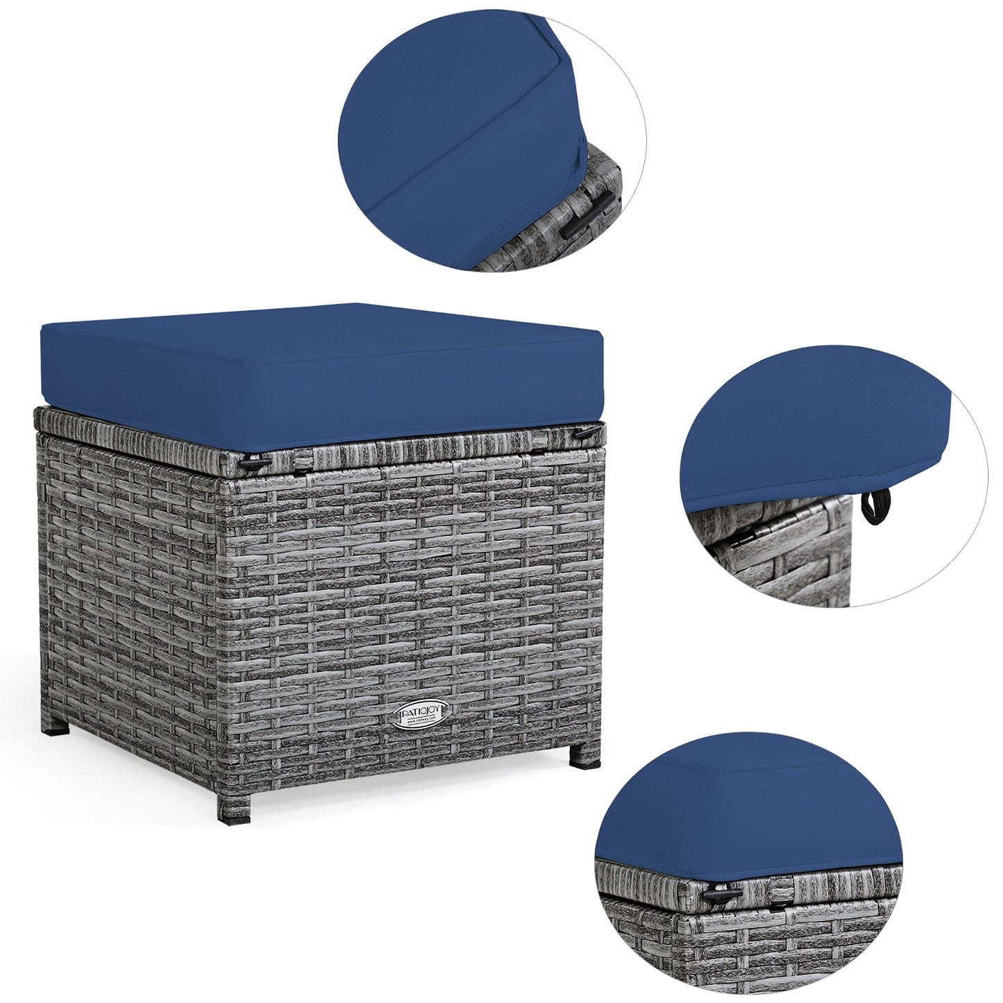 Costway Ensemble de salon en rotin pour patio, 7 pièces, avec canapé d'angle, pouf et ottoman - Voir les détails