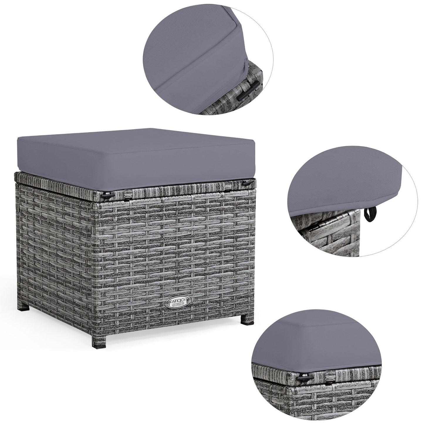 Costway Ensemble de salon en rotin pour patio, 7 pièces, avec canapé d'angle, pouf et ottoman - Voir les détails