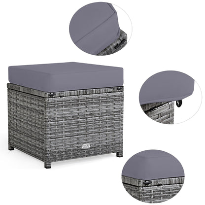 Costway Ensemble de salon en rotin pour patio, 7 pièces, avec canapé d'angle, pouf et ottoman - Voir les détails