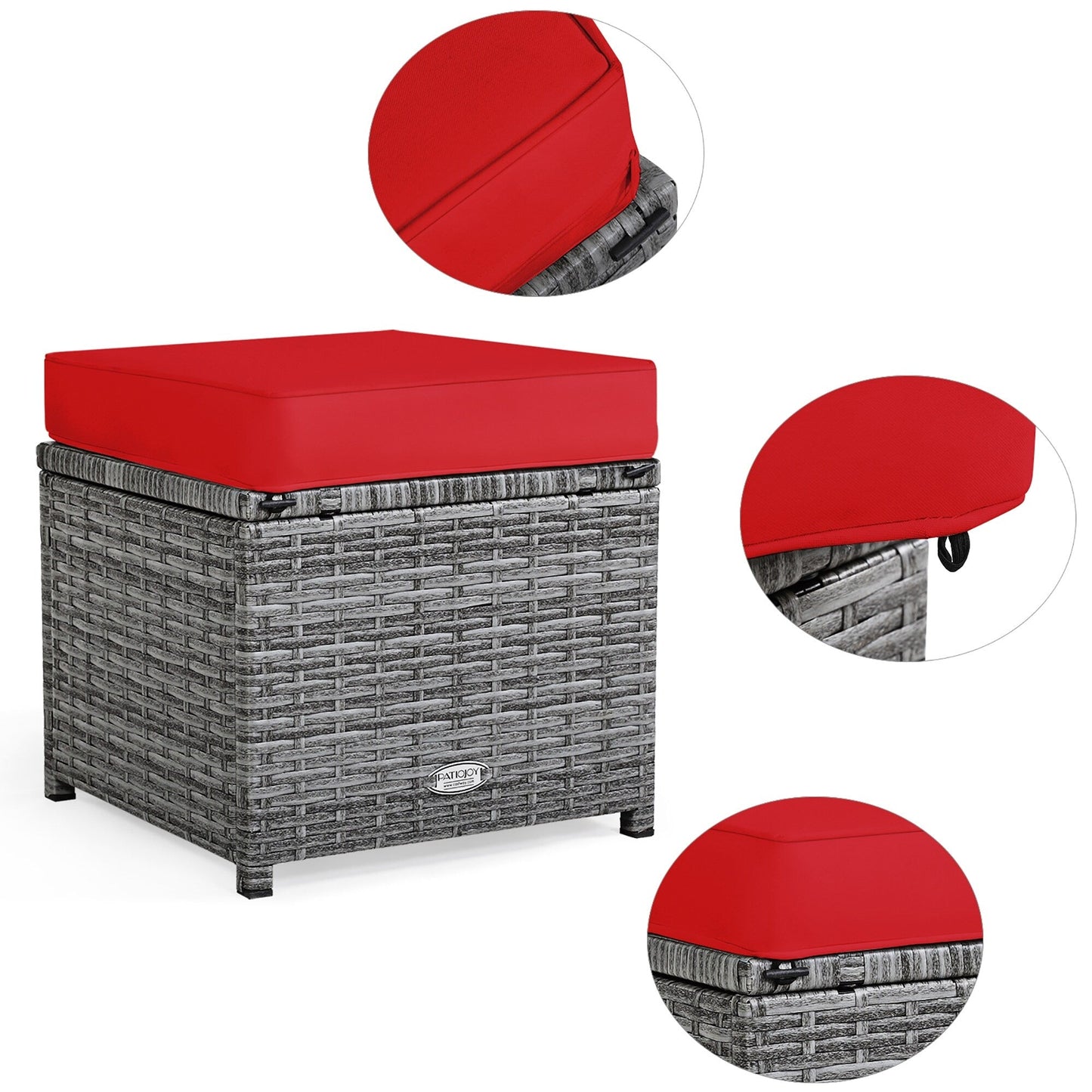 Costway Ensemble de salon en rotin pour patio, 7 pièces, avec canapé d'angle, pouf et ottoman - Voir les détails