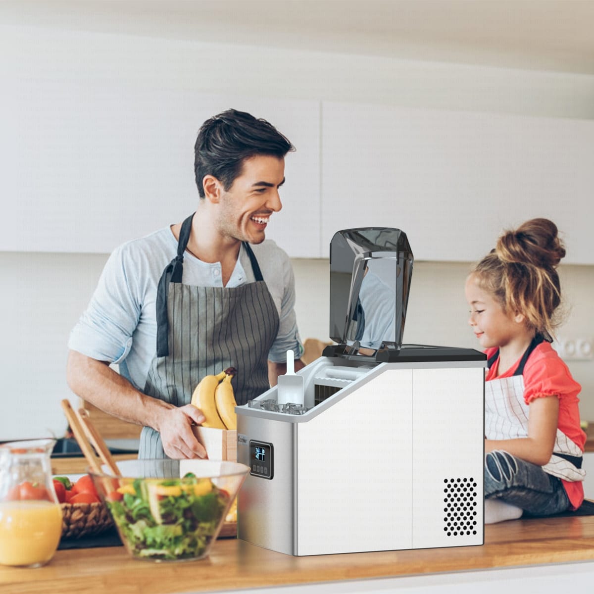 Machine à glaçons Costway en acier inoxydable, pour comptoir, 48 lbs/24h